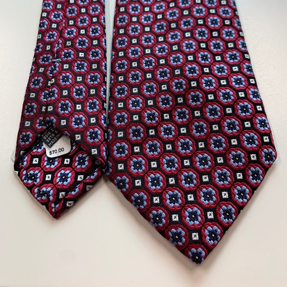 La Vita Di Moda  Silk Red and Blue Mens Tie - Picture 1 of 7